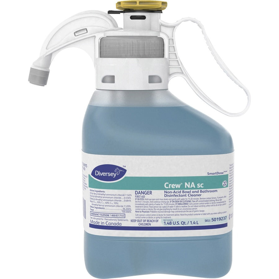 Diversey Non-acid Bowl/Bathroom Cleaner - Concentrate - 47.3 fl oz (1.5 quart) - Floral Scent - 2 / Carton - Disinfectant, Deodorize, Antibacterial - Blue