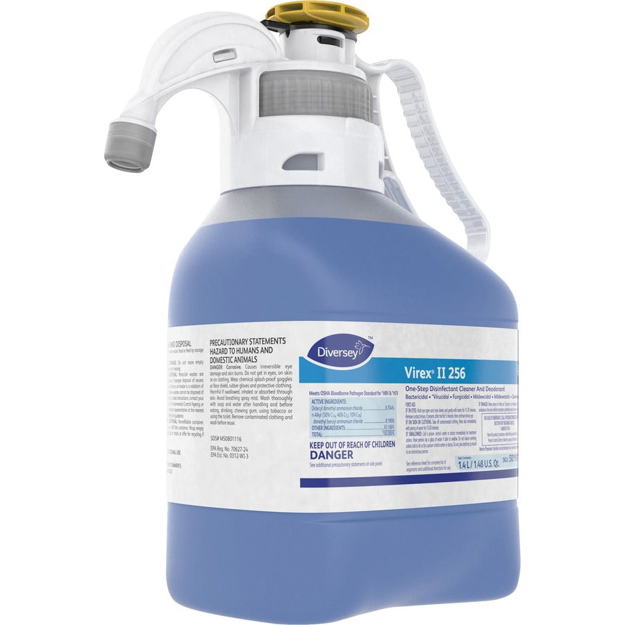 Virex II 256 Diversey Virex II 1-Step Disinfectant Cleaner - Concentrate - 47.3 fl oz (1.5 quart) - Minty Scent - 2 / Carton - Deodorant, Disinfectant, Antibacterial, Rinse-free - Blue