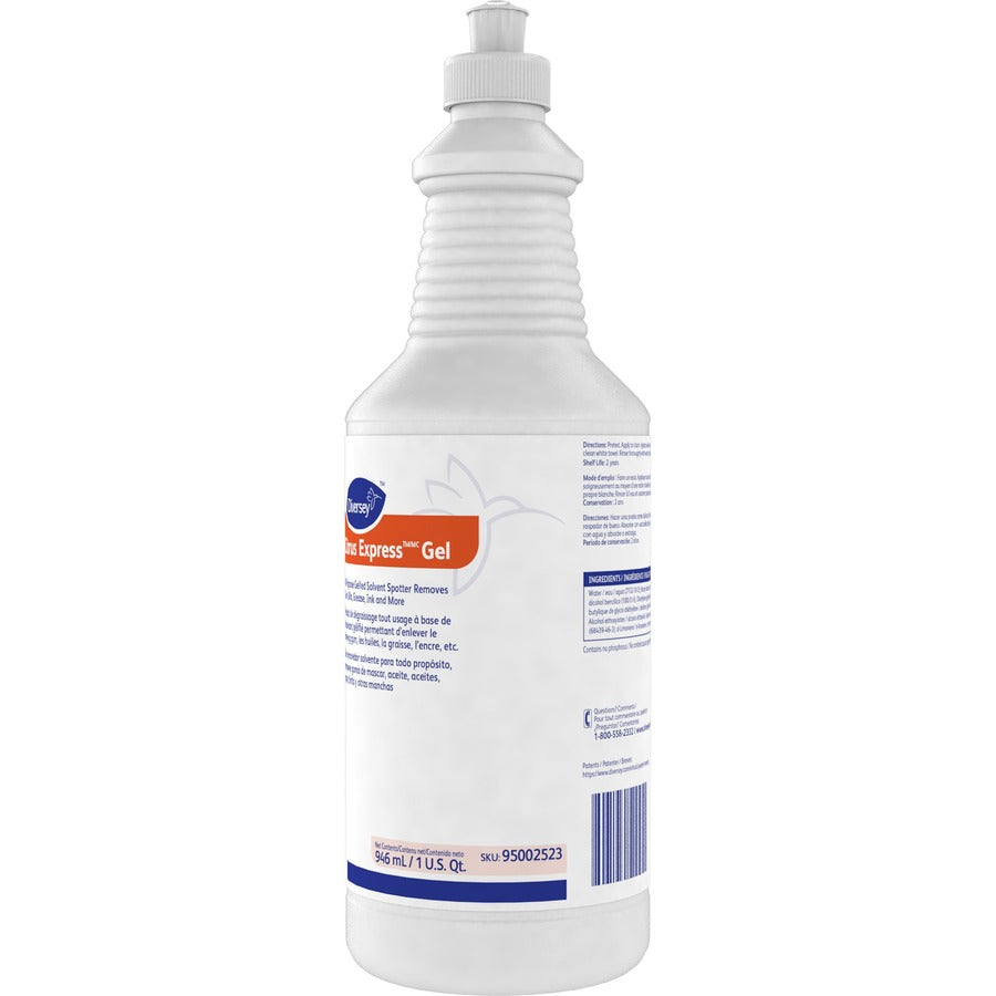 Diversey Citrus Express Gel Solvent Spotter - 32 fl oz (1 quart) - Citrus Scent - 6 / Carton - Pleasant Scent - White