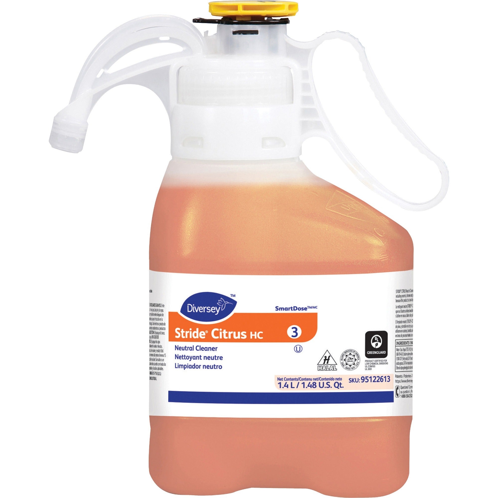 diversey-stride-citrus-hc-neutral-cleaner-concentrate-473-fl-oz-15-quart-citrus-scent-2-carton-non-alkaline-film-free-phosphate-free-orange_dvo95122613ct - 2