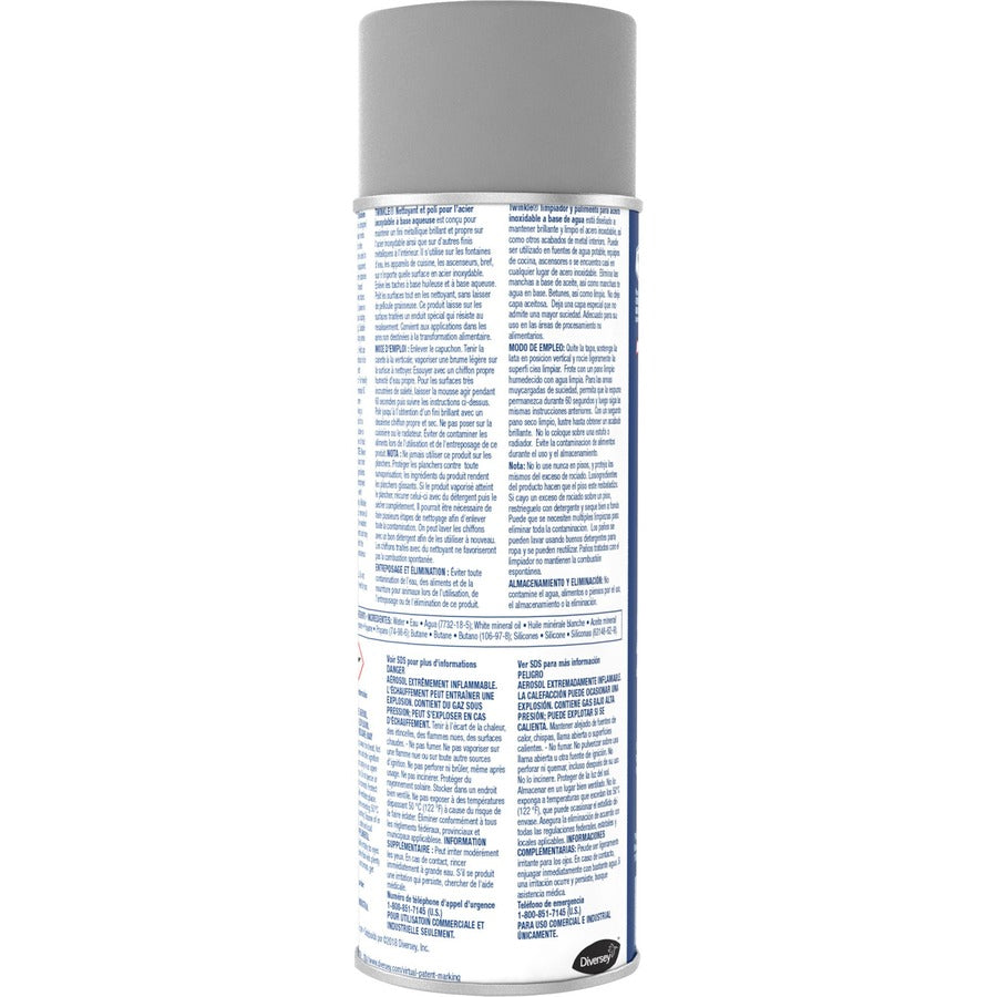 Twinkle Stainless Steel Cleaner/Polish - Ready-To-Use - 17 oz (1.06 lb) - Characteristic Scent - 12 / Carton - Film-free, Residue-free, Water Based, Lemon Scent, CFC-free - White