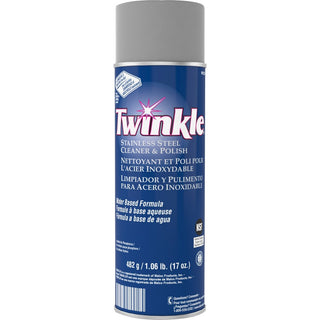 Twinkle Stainless Steel Cleaner/Polish - Ready-To-Use - 17 oz (1.06 lb) - Characteristic Scent - 12 / Carton - Film-free, Residue-free, Water Based, Lemon Scent, CFC-free - White