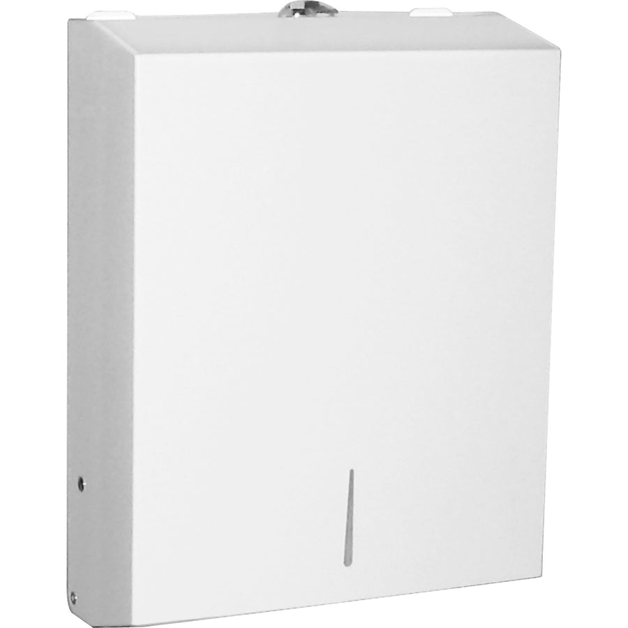 genuine-joe-c-fold-multi-fold-towel-dispenser-cabinet-c-fold-multifold-dispenser-135-height-x-11-width-x-43-depth-stainless-steel-metal-white-wall-mountable-6-carton_gjo02197ct - 3