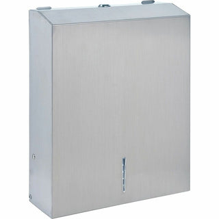 Genuine Joe C-Fold/Multi-fold Towel Dispenser Cabinet - C Fold, Multifold Dispenser - 13.5" Height x 11" Width x 4.3" Depth - Stainless Steel, Metal - Silver - Wall Mountable - 6 / Carton