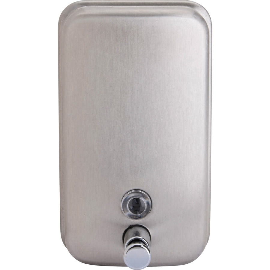 Genuine Joe Liquid/Lotion Soap Dispenser - Manual - 31.50 fl oz Capacity - Corrosion Resistant, Wall Mountable, Rust Proof - Stainless Steel - 24 / Carton