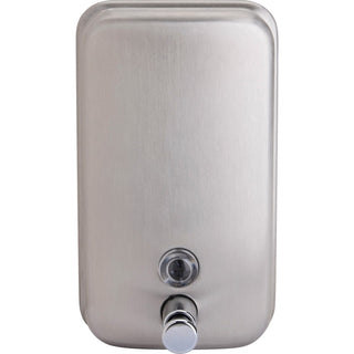 Genuine Joe Liquid/Lotion Soap Dispenser - Manual - 31.50 fl oz Capacity - Corrosion Resistant, Wall Mountable, Rust Proof - Stainless Steel - 24 / Carton