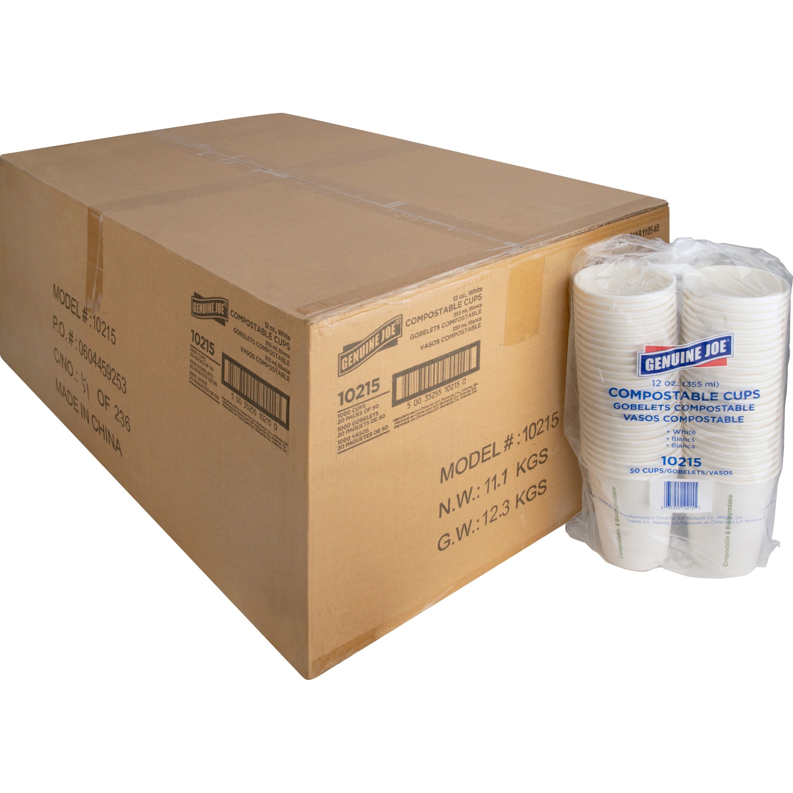 genuine-joe-12-oz-eco-friendly-paper-cups-50-pack-20-carton-white-paper_gjo10215ct - 1