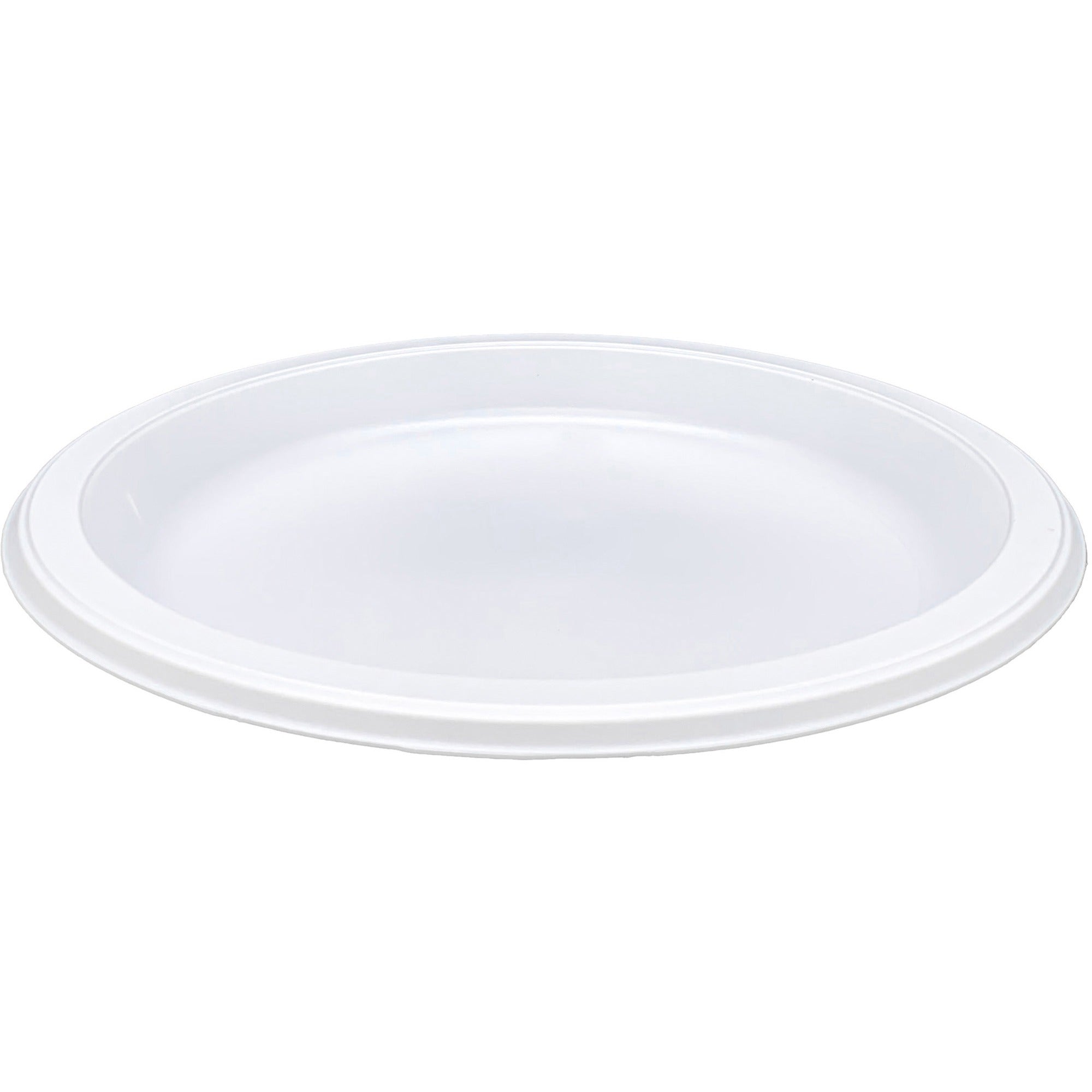 Genuine Joe 10-1/4" Large Plastic Plates - 125 / Pack - Disposable - Warm White - Plastic Body - 4 / Carton