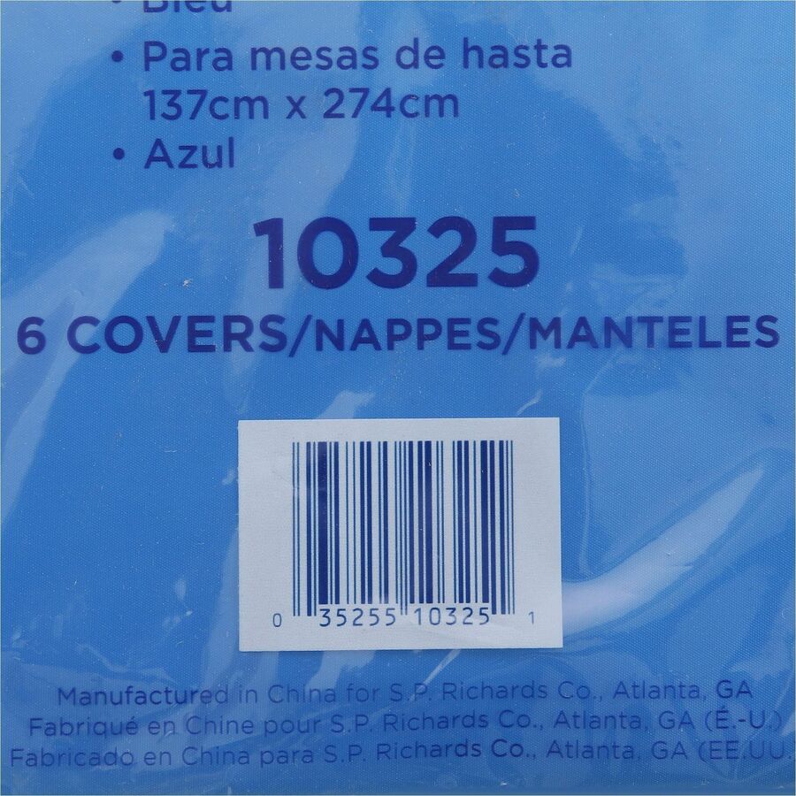 Genuine Joe Plastic Rectangular Table Covers - 108" Length x 54" Width - Plastic - Blue - 24 / Carton
