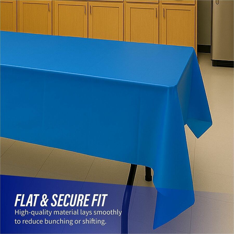 Genuine Joe Plastic Rectangular Table Covers - 108" Length x 54" Width - Plastic - Blue - 24 / Carton