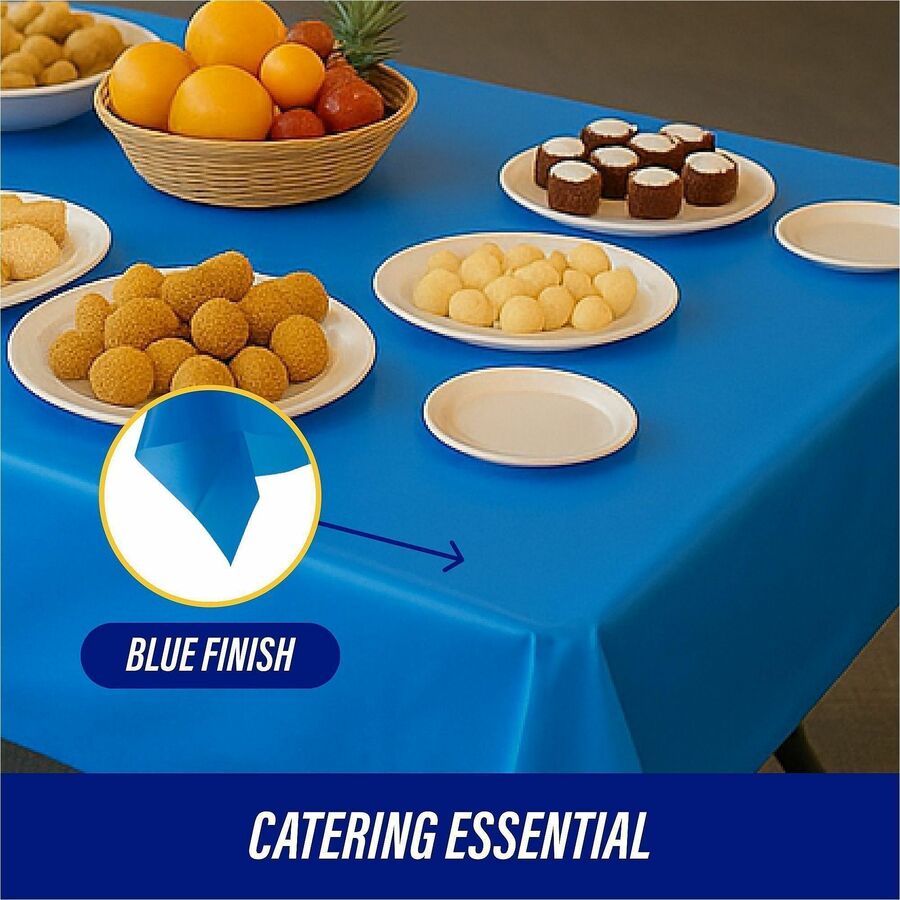 Genuine Joe Plastic Rectangular Table Covers - 108" Length x 54" Width - Plastic - Blue - 24 / Carton