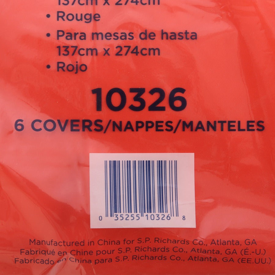 Genuine Joe Plastic Rectangular Table Covers - 108" Length x 54" Width - Plastic - Red - 24 / Carton