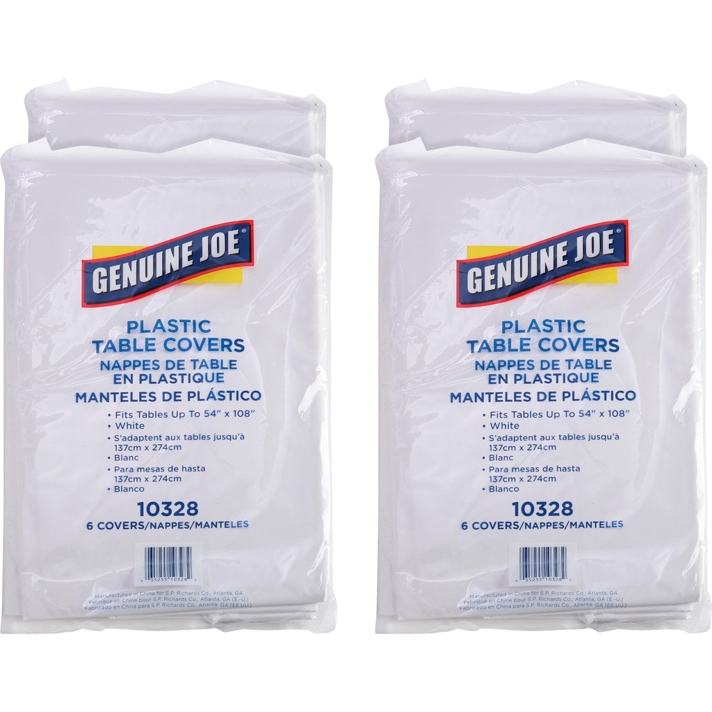 genuine-joe-plastic-rectangular-table-covers-108-length-x-54-width-plastic-white-24-carton_gjo10328ct - 1