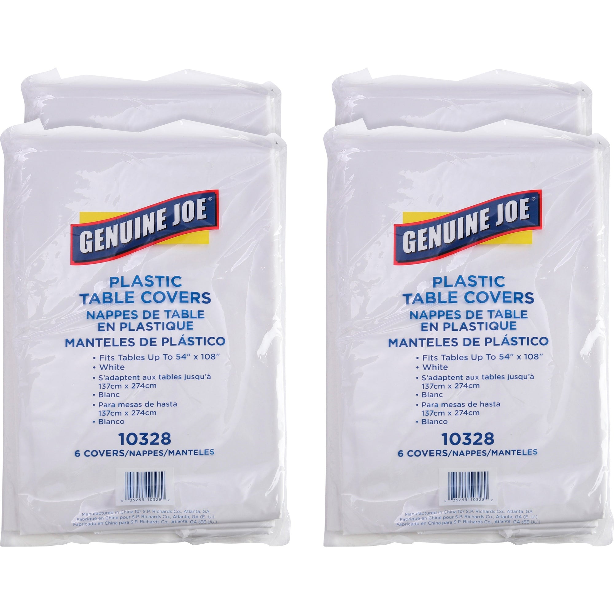 genuine-joe-plastic-rectangular-table-covers-108-length-x-54-width-plastic-white-24-carton_gjo10328ct - 1