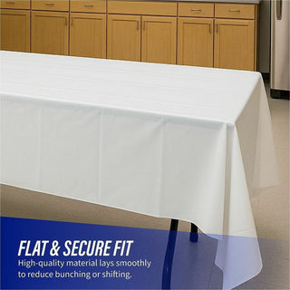 Genuine Joe Plastic Rectangular Table Covers - 108" Length x 54" Width - Plastic - White - 24 / Carton