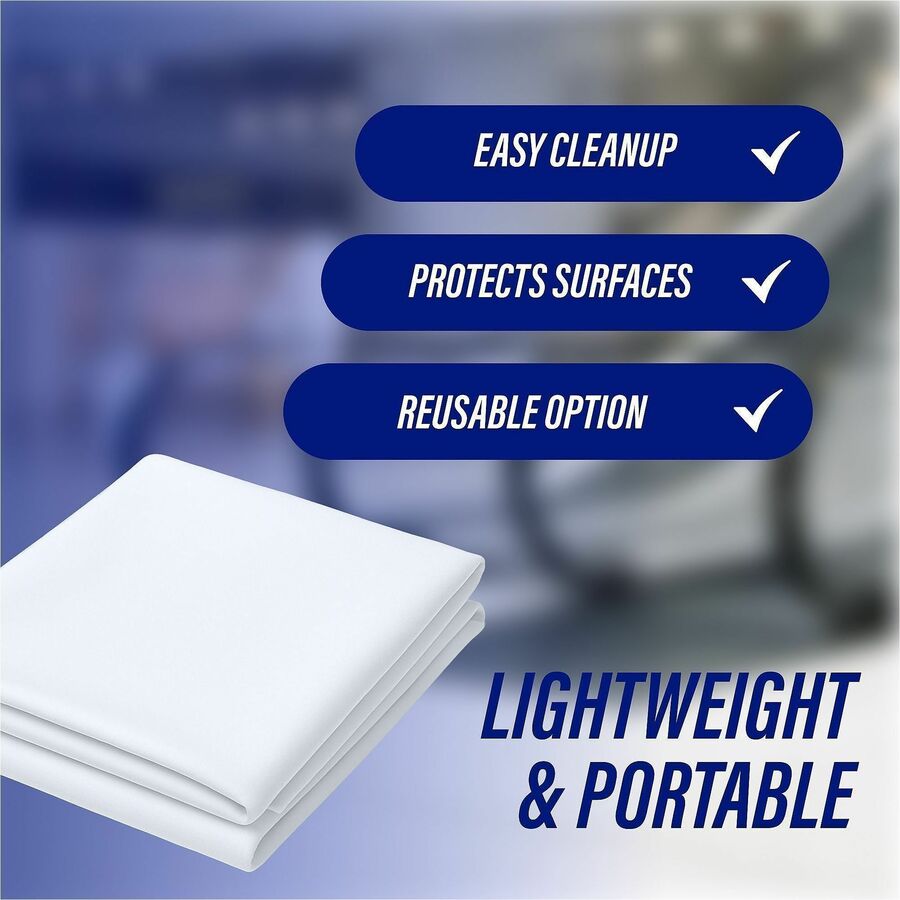 Genuine Joe Plastic Rectangular Table Covers - 108" Length x 54" Width - Plastic - White - 24 / Carton