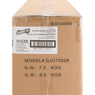 Genuine Joe 9" Reusable Plastic Plates - 125 / Pack - Serving - Disposable - White - Plastic Body - 4 / Carton