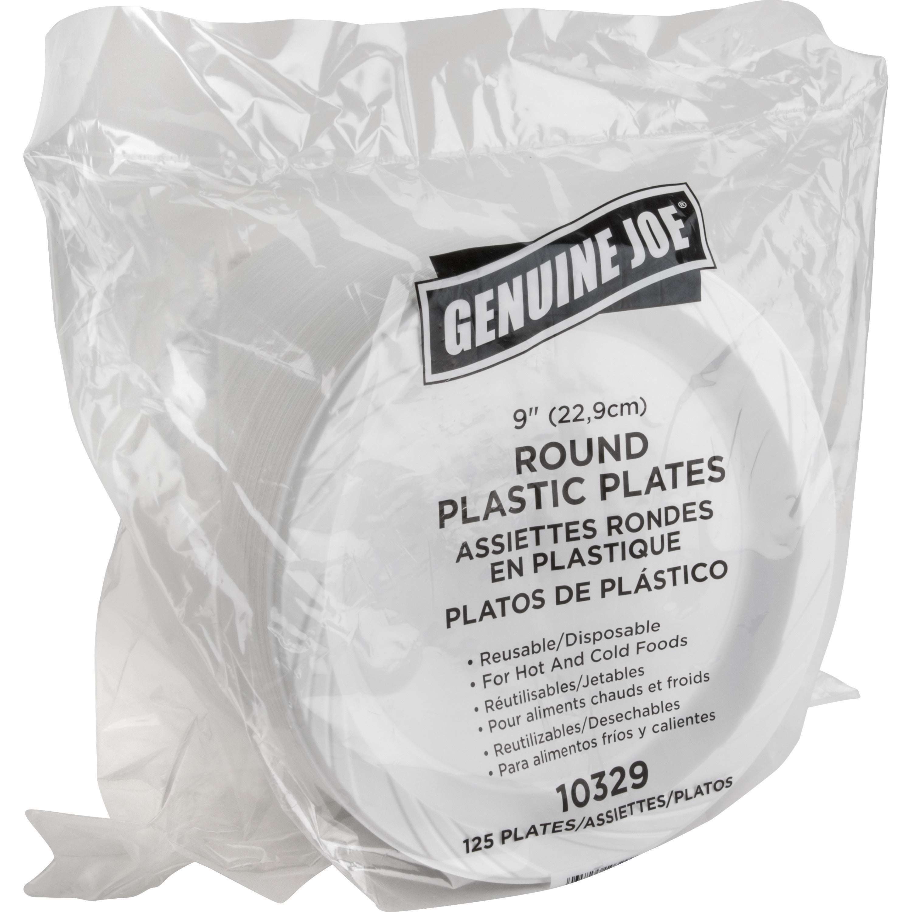 genuine-joe-9-reusable-plastic-plates-125-pack-serving-disposable-white-plastic-body-4-carton_gjo10329ct - 4