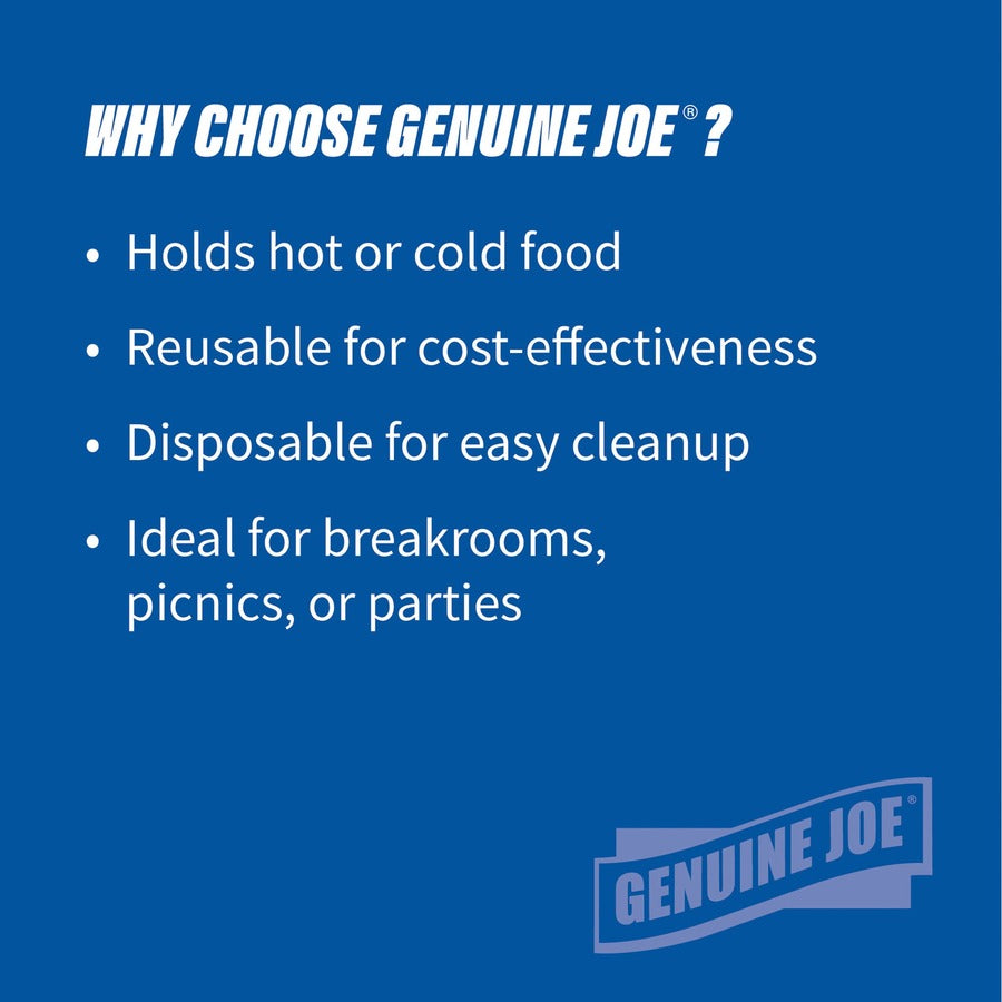 Genuine Joe 9" Round Plastic Plates - 125 / Pack - Serving - Disposable - Black - Plastic Body - 4 / Carton