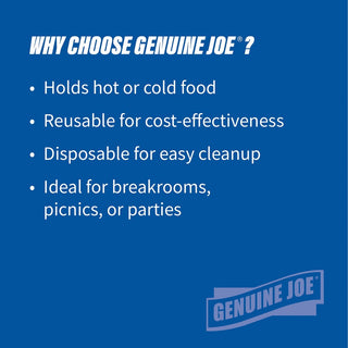 Genuine Joe 9" Round Plastic Plates - 125 / Pack - Serving - Disposable - Black - Plastic Body - 4 / Carton