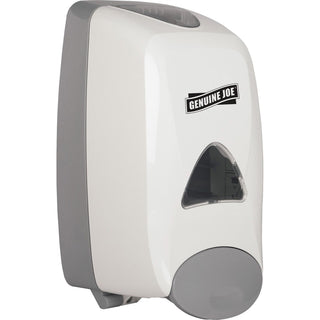 Genuine Joe 1250 ml Foam Soap Dispenser - Manual - 1.32 quart Capacity - Site Window, Soft Push, Sanitary-sealed, Refillable - White - 6 / Carton