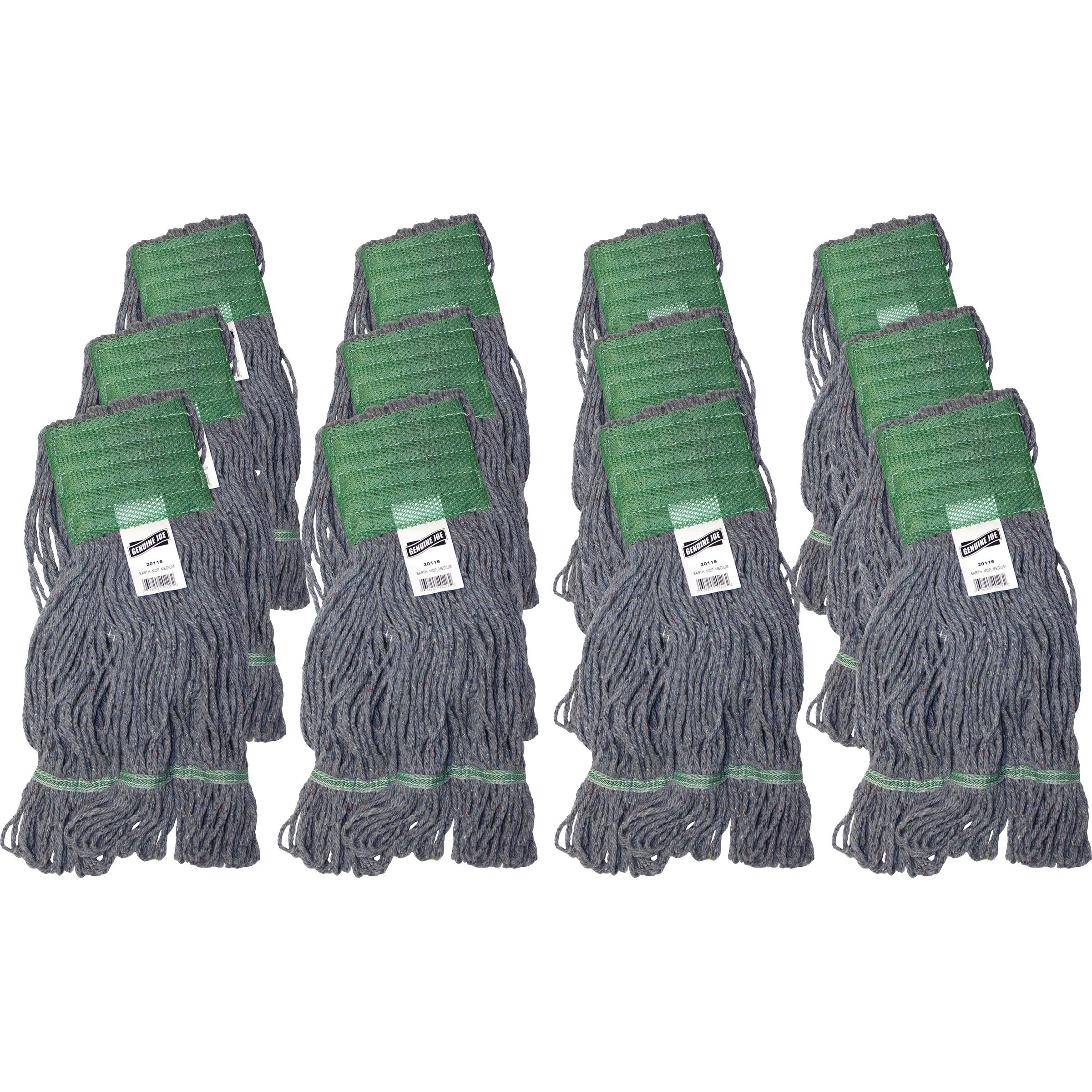 Genuine Joe 5" Headband Earth Mop Refill - Polyester Fiber - 12 / Carton