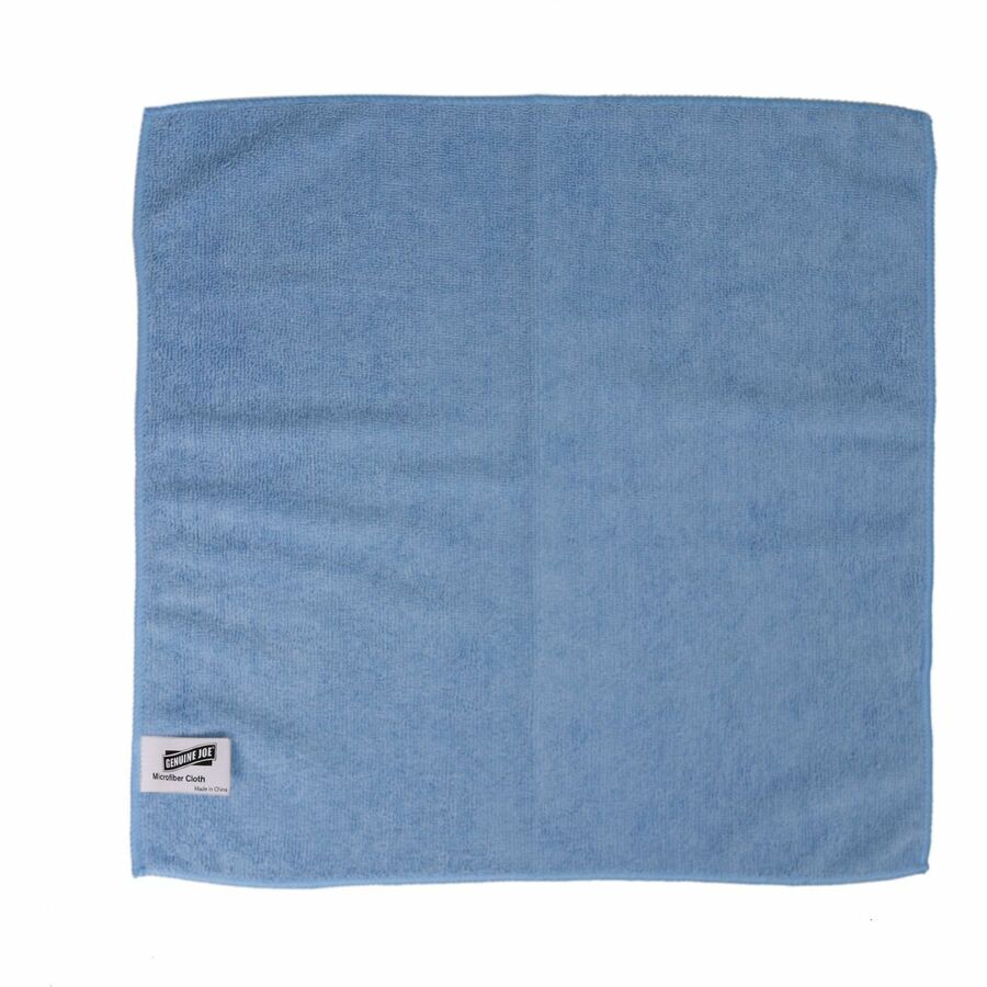 Genuine Joe General Purpose Microfiber Cloth - For General Purpose - 16" Length x 16" Width - 12.0 / Bag - 15 / Carton - Blue