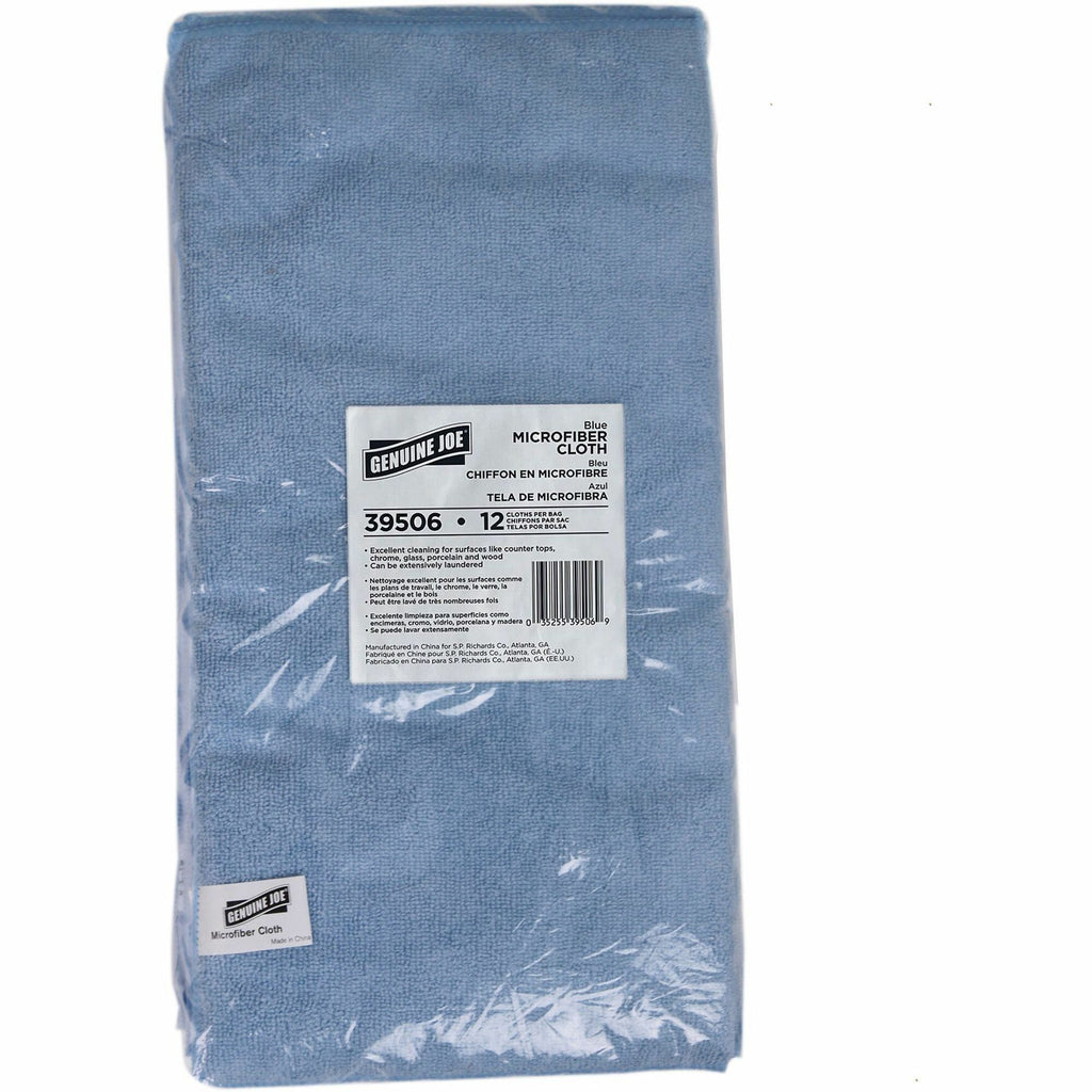 Genuine Joe General Purpose Microfiber Cloth - For General Purpose - 16" Length x 16" Width - 12.0 / Bag - 15 / Carton - Blue
