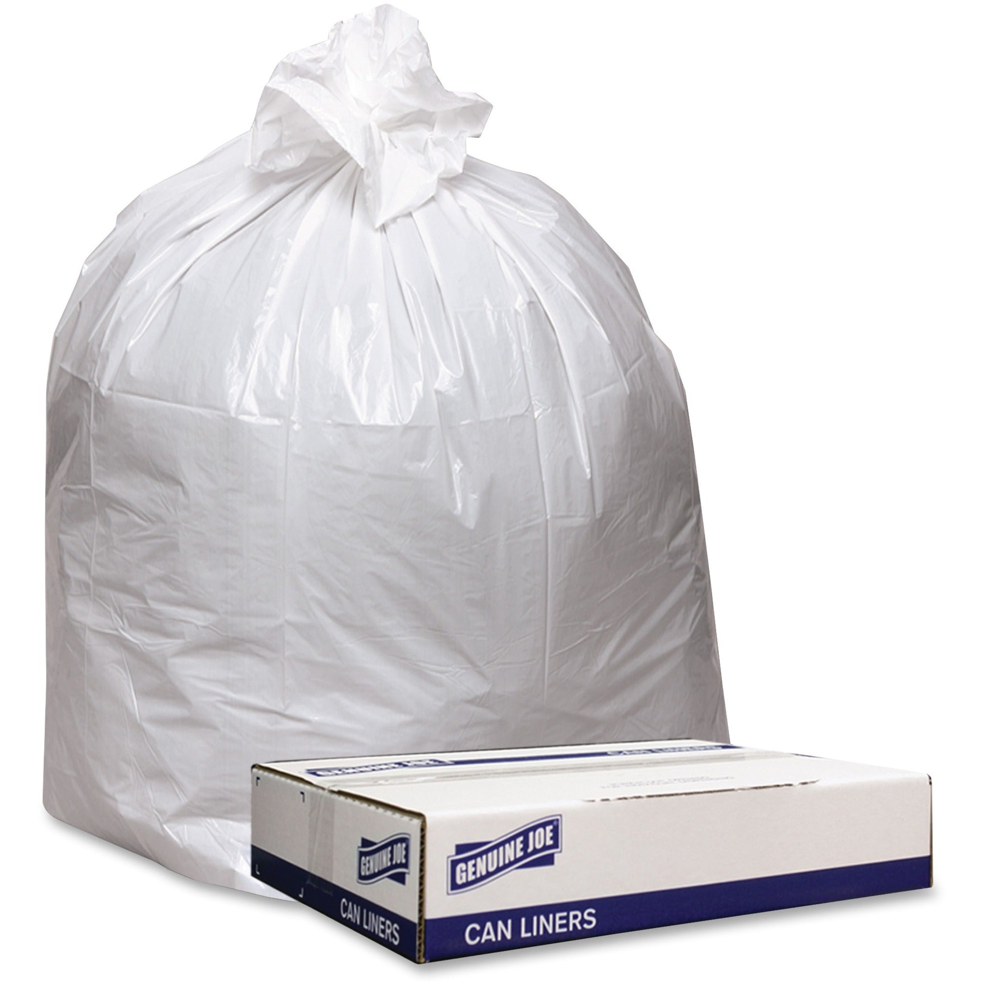 genuine-joe-low-density-white-can-liners-45-gal-capacity-40-width-x-46-length-090-mil-23-micron-thickness-low-density-white-100-carton-industrial-trash-recycled_gjo4046w - 1