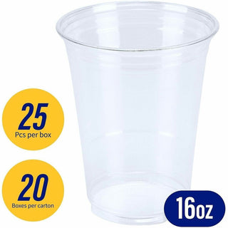 Genuine Joe 16 oz Clear Plastic Cups - 25 / Pack - 20 / Carton - Clear - Plastic - Cold Drink, Beverage
