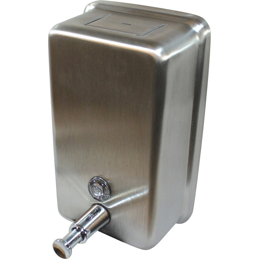 Genuine Joe Stainless Vertical Soap Dispenser - Manual - 1.25 quart Capacity - Stainless Steel - 24 / Carton