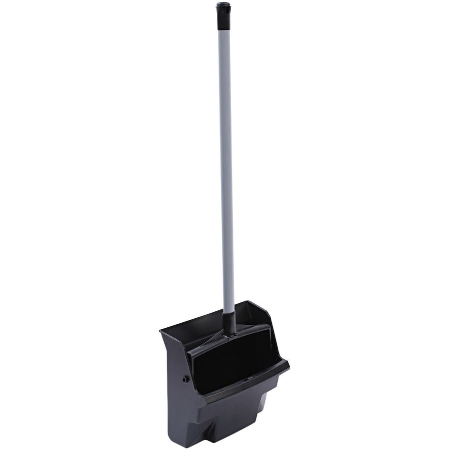 Genuine Joe Lobby Dust Pan - 12" Wide - 30" Handle - Plastic - Black - 6 / Carton