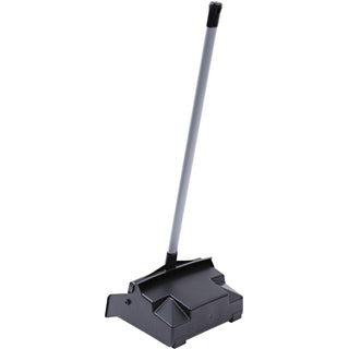 Genuine Joe Lobby Dust Pan - 12" Wide - 30" Handle - Plastic - Black - 6 / Carton