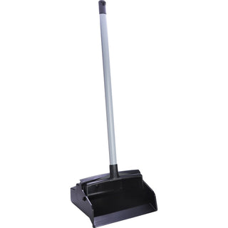 Genuine Joe Lobby Dust Pan - 12" Wide - 30" Handle - Plastic - Black - 6 / Carton