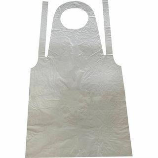 Genuine Joe 50" Disposable Poly Apron - Polyethylene, Polyethylene - For Food Handling, Manufacturing - White - 10 / Carton