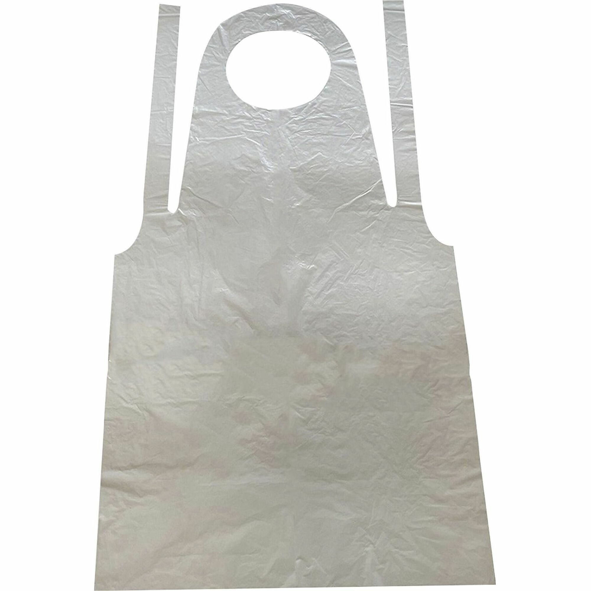 genuine-joe-50-disposable-poly-apron-polyethylene-polyethylene-for-food-handling-manufacturing-white-10-carton_gjo85141ct - 1