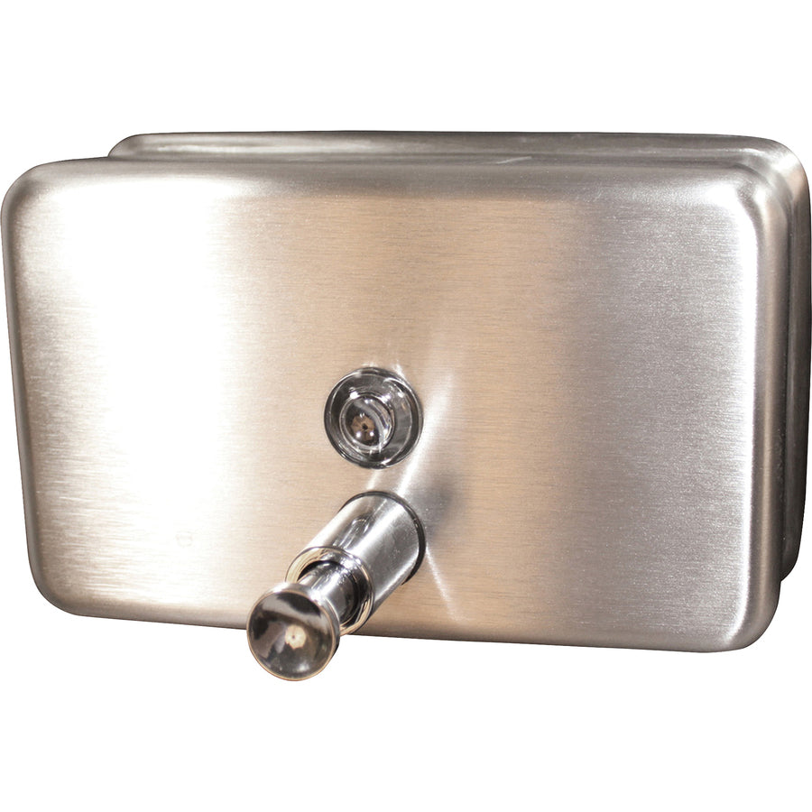 Genuine Joe Horizontal Soap Dispenser - Manual - 1.25 quart Capacity - Stainless Steel - 24 / Carton - 2