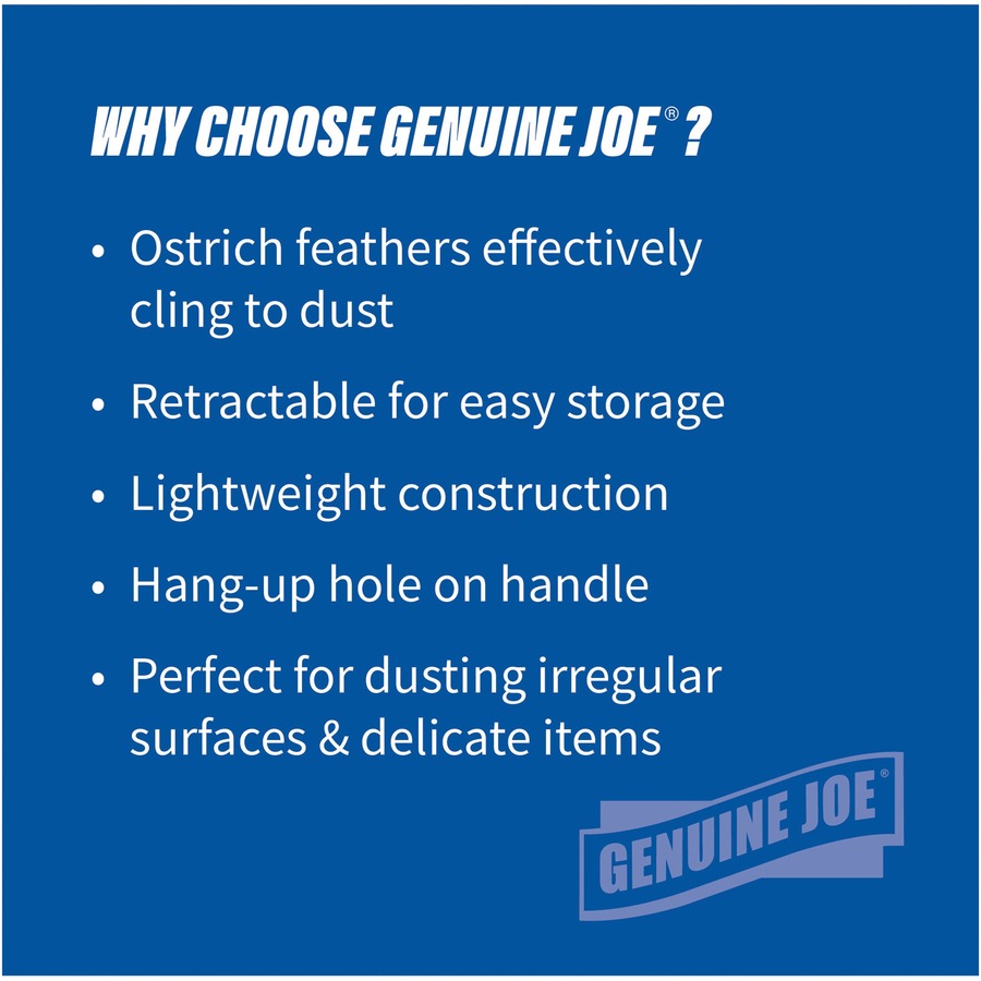Genuine Joe Retractable Feather Duster - Plastic Handle - 12 / Carton - Brown