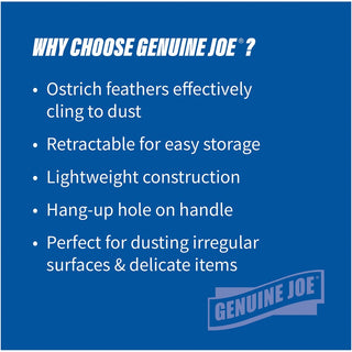 Genuine Joe Retractable Feather Duster - Plastic Handle - 12 / Carton - Brown