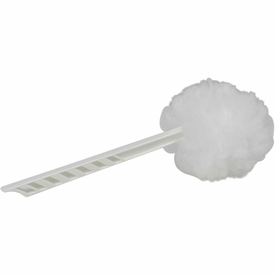 Genuine Joe Toilet Bowl Mop - 4.50" Head - 12" Plastic Handle - Durable, Scrubber Strip, Acid Resistant - 25 / Carton - White