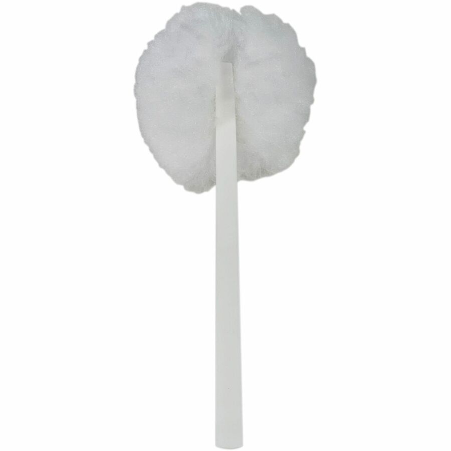 Genuine Joe Toilet Bowl Mop - 4.50" Head - 12" Plastic Handle - Durable, Scrubber Strip, Acid Resistant - 25 / Carton - White