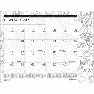 House of Doolittle Doodle Monthly Desk Pad - Julian Dates - Monthly - 12 Month - January 2024 - December 2024 - 1 Month Single Page Layout - Desk Pad - Black/White - 17" Height x 22" Width - Notes Area, Reference Calendar - 1 Each - 2