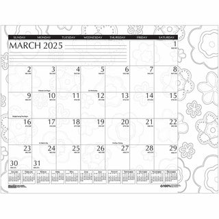 House of Doolittle Doodle Monthly Desk Pad - Julian Dates - Monthly - 12 Month - January 2024 - December 2024 - 1 Month Single Page Layout - Desk Pad - Black/White - 17" Height x 22" Width - Notes Area, Reference Calendar - 1 Each - 3