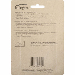 Integra Correction Tape - 2 Dispensers/PK - Holds Total 1 Tape(s) - White - 2 / Pack