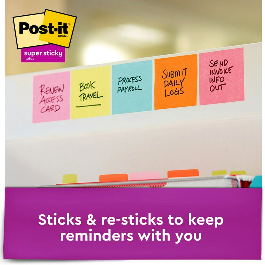 Self-Stick Notes Office Pack, 3" x 3", Supernova Neons Collection Colors, 90 Sheets/Pad, 24 Pads/Pack