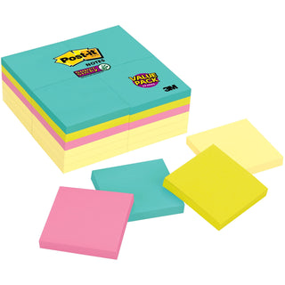 Self-Stick Notes Office Pack, 3" x 3", Supernova Neons Collection Colors, 90 Sheets/Pad, 24 Pads/Pack