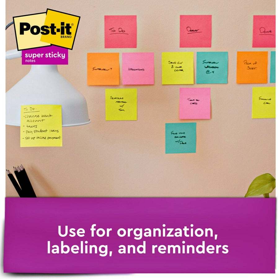 Self-Stick Notes Office Pack, 3" x 3", Supernova Neons Collection Colors, 90 Sheets/Pad, 24 Pads/Pack