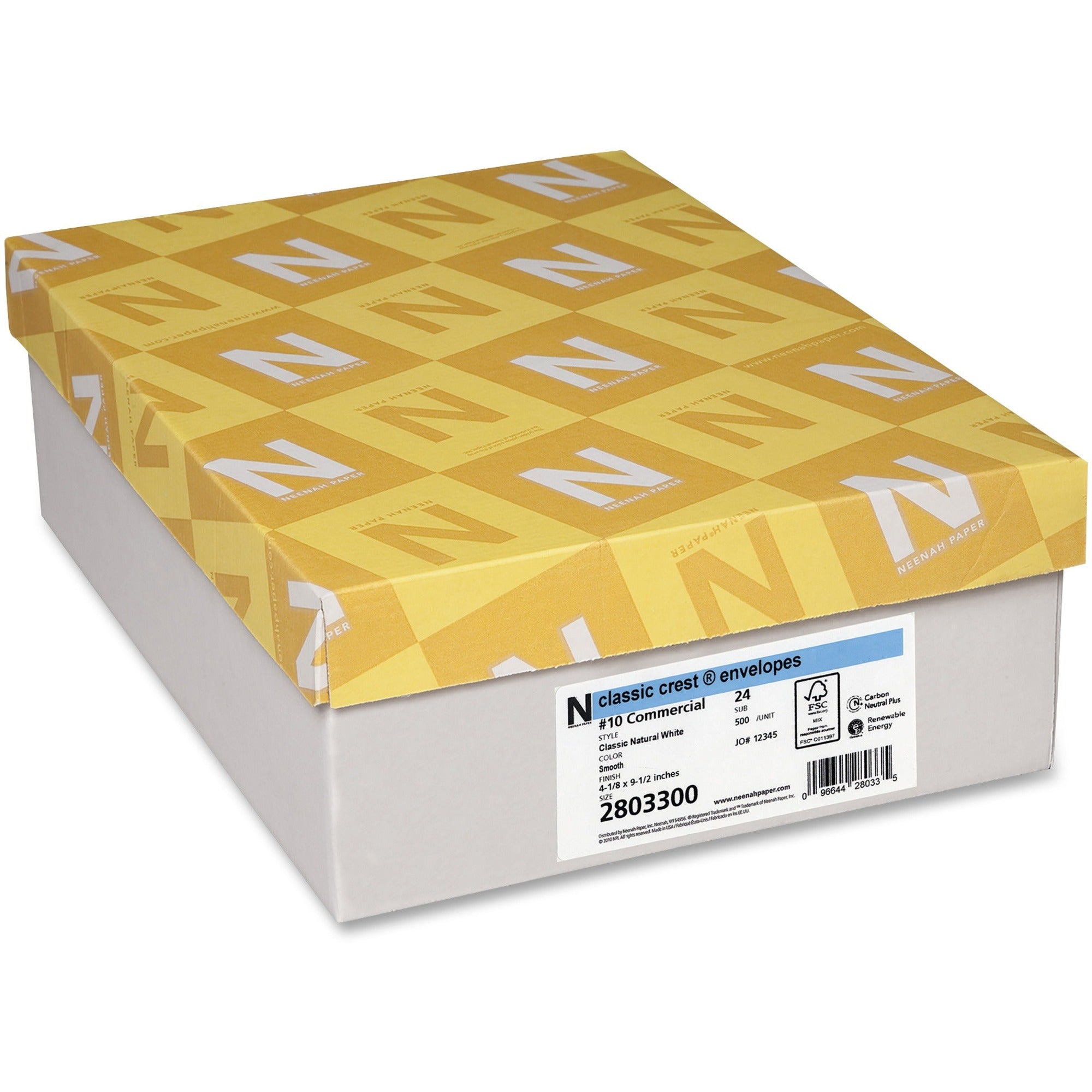CLASSIC CREST #10 Envelope, Commercial Flap, Gummed Closure, 4.13 x 9.5, Classic Natural White, 500/Box