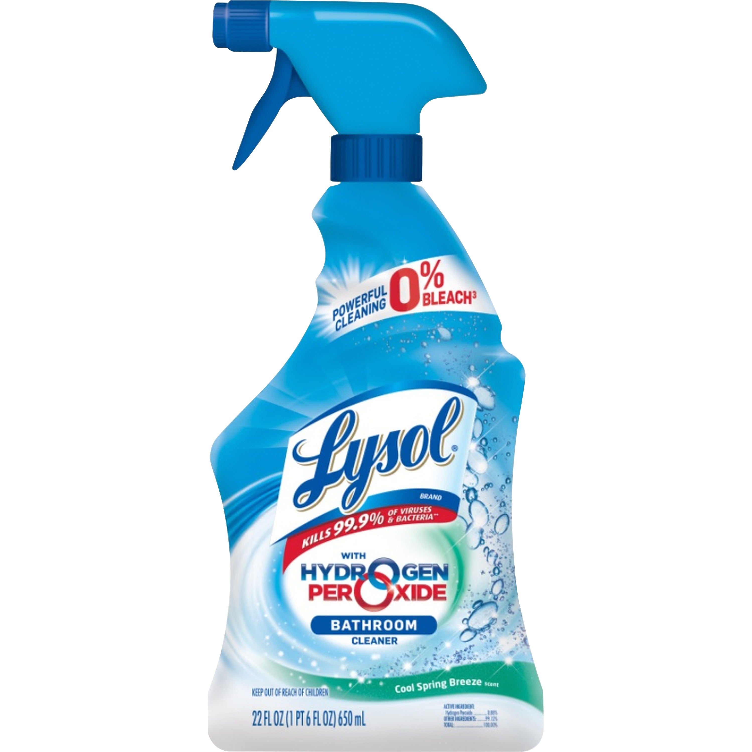 Bathroom Cleaner with Hydrogen Peroxide, Cool Spring Breeze, 22 oz Trigger Spray Bottle, 12/Carton