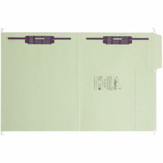 Smead FasTab 1/3 Tab Cut Letter Recycled Fastener Folder - 8 1/2" x 11" - 2 Fastener(s) - Top Tab Location - Assorted Position Tab Position - Moss - 10% Recycled - 18 / Box